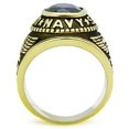 thumbnail image 5 of Men's Stainless Steel"United States Navy" Sapphire Ring - Gold, 5 of 8