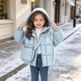thumbnail image 6 of Lmnyox Puffer Jackets for Girls Solid Color Long Sleeve Windproof Hooded Coats Winter Warm Outwears with Pockets, 6 of 9