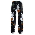 thumbnail image 3 of Fgvctg Easter Pajama Pants for Women Stretch Wide Leg Sleepwear Pajama Pant Cute Bunny Print High Waisted Pjs Easter Eggs Spring Fall Drawstring Lounge Pants with Pockets Light Gray S, 3 of 5
