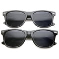 thumbnail image 2 of zeroUV Unisex Retro Wide Temple Neutral Colored Lens Horn Rimmed Sunglasses 55mm (2-Pack | Shiny Black) - 55mm, 2 of 6