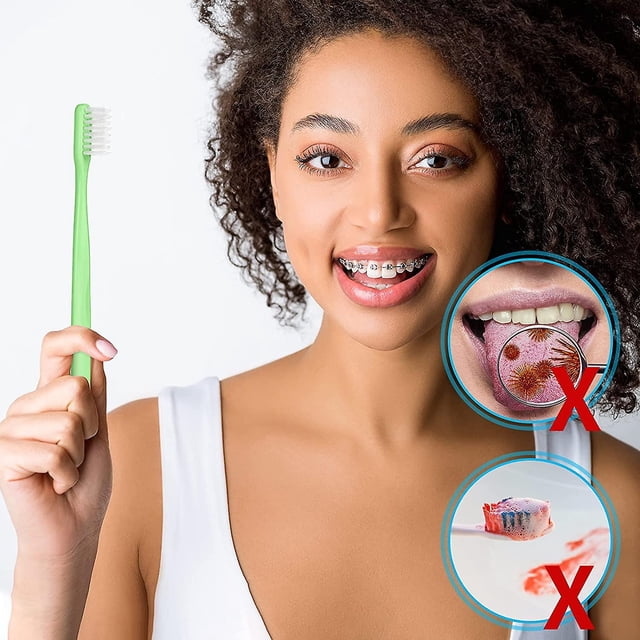 de dientes con corsé Cepillo de dientes con cerdas en V de dos puntas Cepillo de dientes con adornos suaves Cepillo de dientes con mechones individuales para llaves Detalle Clea