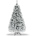 thumbnail image 1 of COSTWAY 7.5 FT Pre-Lit Christmas Tree, Snow Flocked Hinged Xmas Tree with 1010 Branches Tips & 450 LED Lights, Metal Stand, Artificial Pine Lighted Holiday Tree for Home Office Decorations, 1 of 8