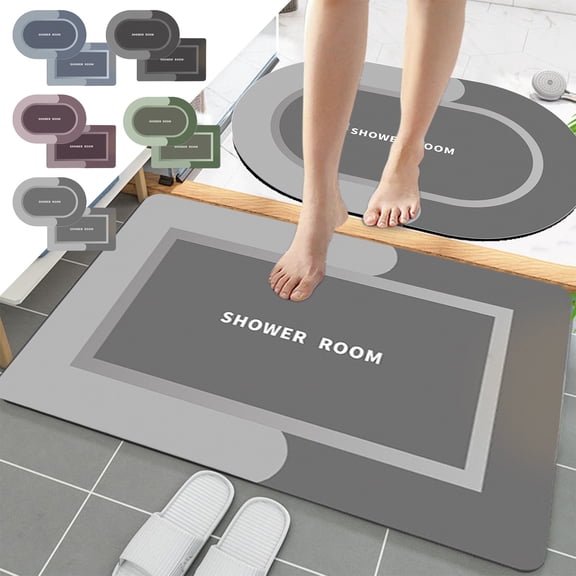 Tyidzon Bathroom Rugs Sets 2 Piece Non-Slip Bath Mat Super Absorbent Quick Dry Bathroom Mat in Front of The Kitchen Sink, Shower Room, Bathtub (16"x24", Gray)