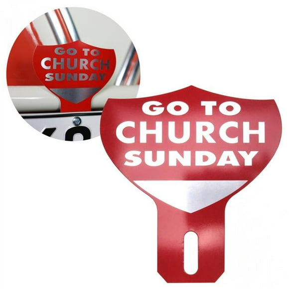 Vintage Parts USA 315284 Go to Church Sunday License Plate Topper