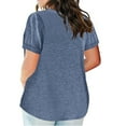 thumbnail image 3 of Raeneomay Button Down Shirts for Women Plus Size Tops for Women Sexy V-Neck Blouse Solid Casual Loose Summer Short Sleeve Blouse, 3 of 5