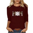 thumbnail image 2 of Lolmot T-shirt Imprimé pour Femmes, Blouse à Manches 3/4, Col Rond, Hauts Décontractés, 2 of 4