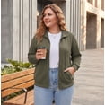 thumbnail image 3 of NAYTOAO Women's Waffle Knit Full Zip Jacket, Lapel Collar Loose Fit Casual Sweatshirt Jacket With Kangaroo Pockets for Fall Daily Sports, 3 of 7