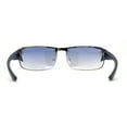 thumbnail image 2 of Mens Rimless Wrap Narrow Rectangle 90s Metal Rim Designer OG Sunglasses Silver Navy Blue, 2 of 4