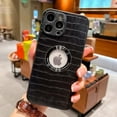 thumbnail image 5 of Cute Crocodile for iPhone 13 Pro Max Case, PU Leather Cases with Metal CD Design Clear Logo Window for Women Girls & Man Slim Soft Silicone TPU Shockproof Protective Cover(Black), 5 of 11