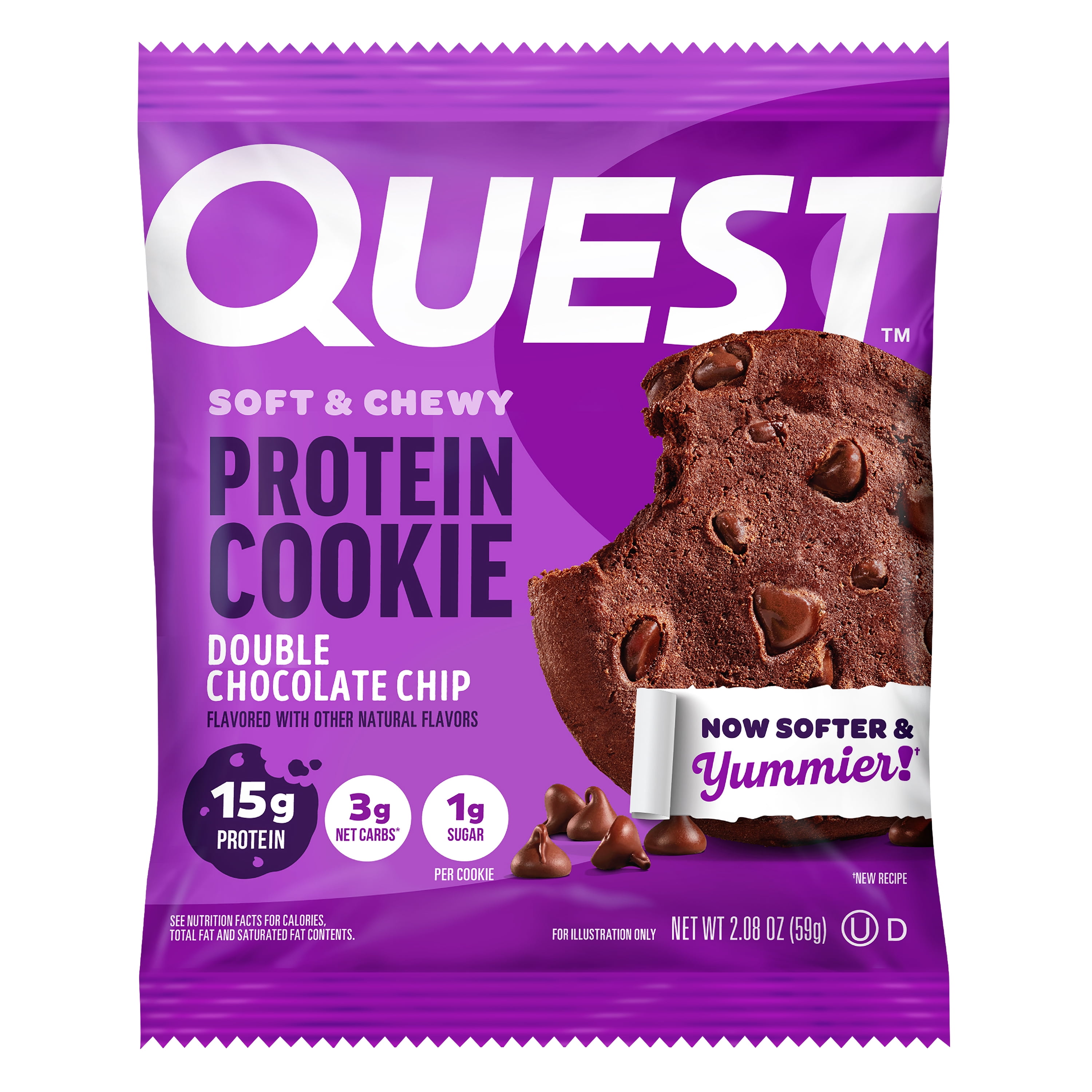 (6 pack) Quest Protein Cookie, High Protein, Double Chocolate Chip, 15g Protein, 4 Count