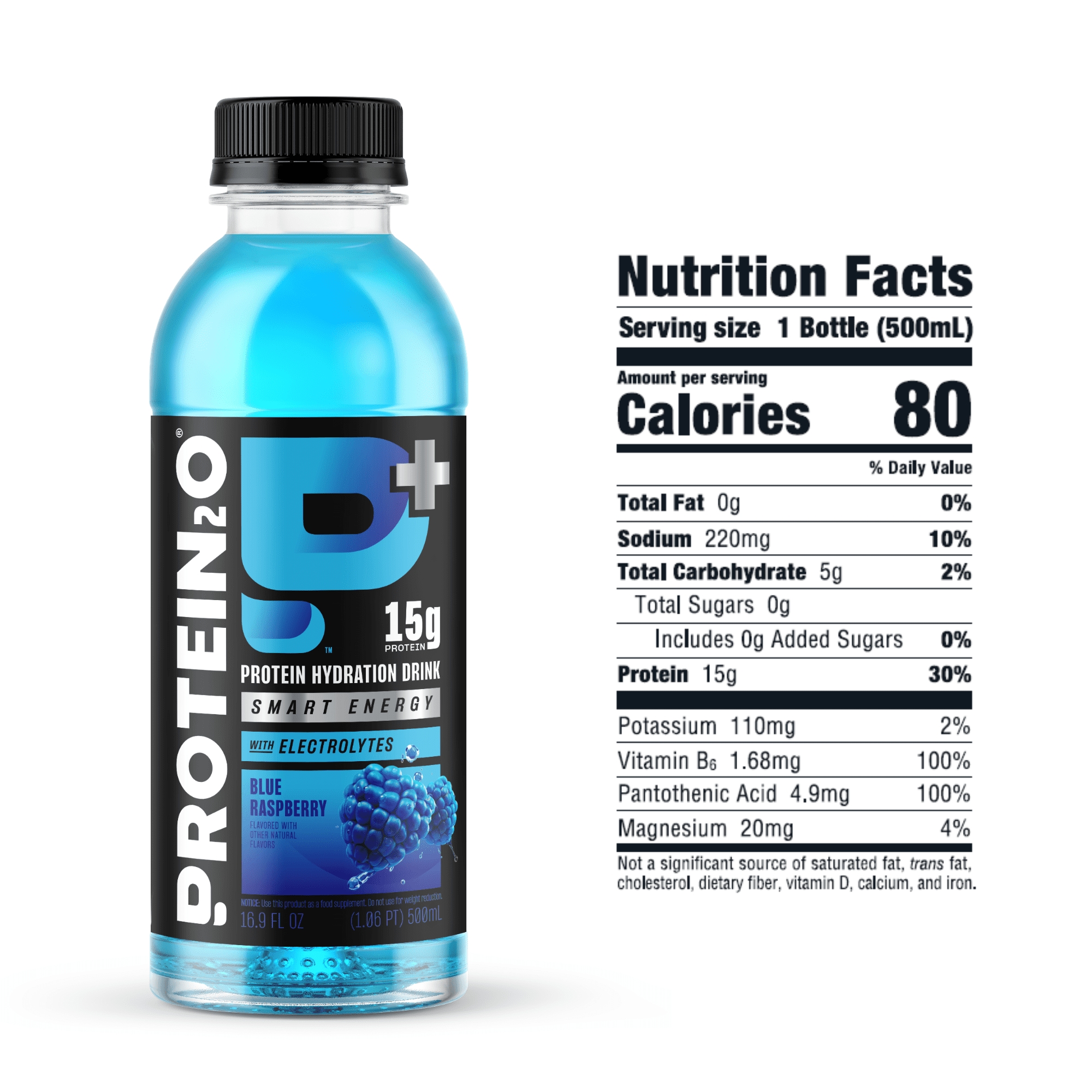 Protein2o + Energy, Protein Infused Water, Blueberry Raspberry, 15g Protein, 12 Ct