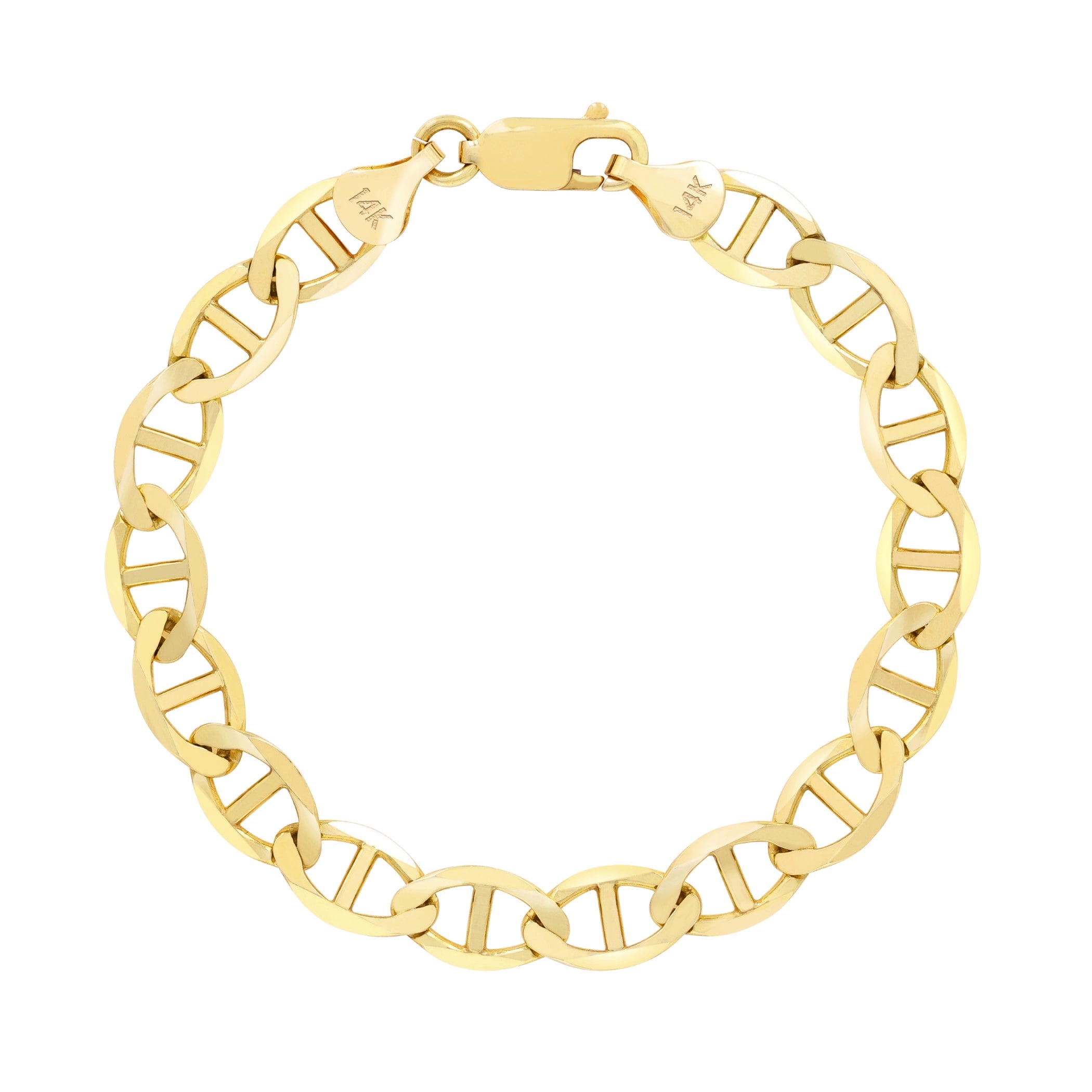 Nuragold 14k Real Yellow Gold Solid Mariner 6mm Chain Anchor Link Bracelet (7"-9") Italian Jewelry for Men