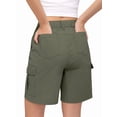 thumbnail image 3 of Women's Denim Pockets Cargo Knee Length Elastic Waist Jorts Shorts for Casual Summer Green S, 3 of 7