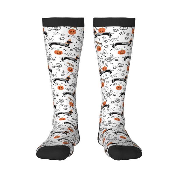 Balery Halloween Dachshund Calcetines novedosos Calcetines deportivos Calcetines hasta la rodilla Calcetines de algodón Calcetines originales y geniales