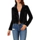 thumbnail image 1 of Chaqueta de motociclista recortada de terciopelo con solapa de pico y cremallera para mujer INSPIRE CHIC XS negra, 1 of 7