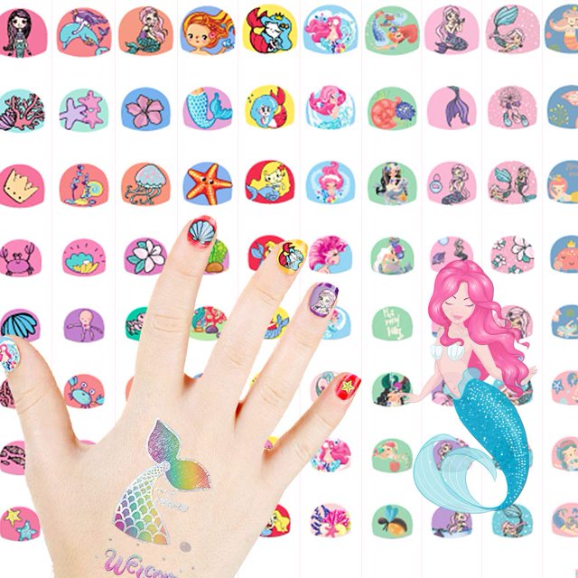 db11 Pegatinas de Arte de Uñas de Sirena Calcomanías para Adolescentes Más de 200 Envolturas de Uñas de Princesa Sirena Consejos para Uñas de los Pies Decoración de Uñas Acrílicas Favores de Fiesta de