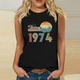 thumbnail image 2 of 50th Birthday Gifts Tank Tops for Women Vintage 1974 Party T-Shirts Sleeveless Crewneck Cute Graphic Tees, 2 of 5