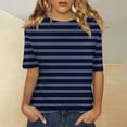 thumbnail image 2 of yunLCZ Basic T Shirts Women's Short Sleeved Shirt Spring Striped Round Neck Business Casual Top Polka Dot Loose Half Length Work Shirt Women's Cap Sleeve Tank Tops Navy XL, 2 of 4