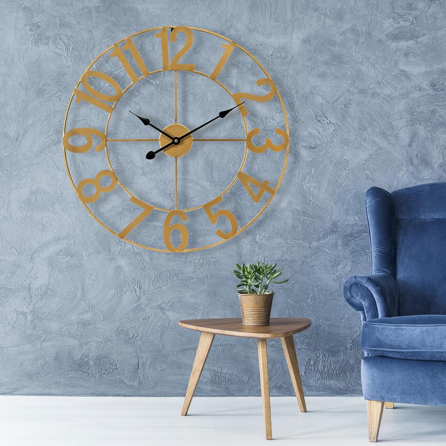 Sorbus Large Metal Numerical Wall Clock for Living Room Decor (Gold, 24" Diameter)