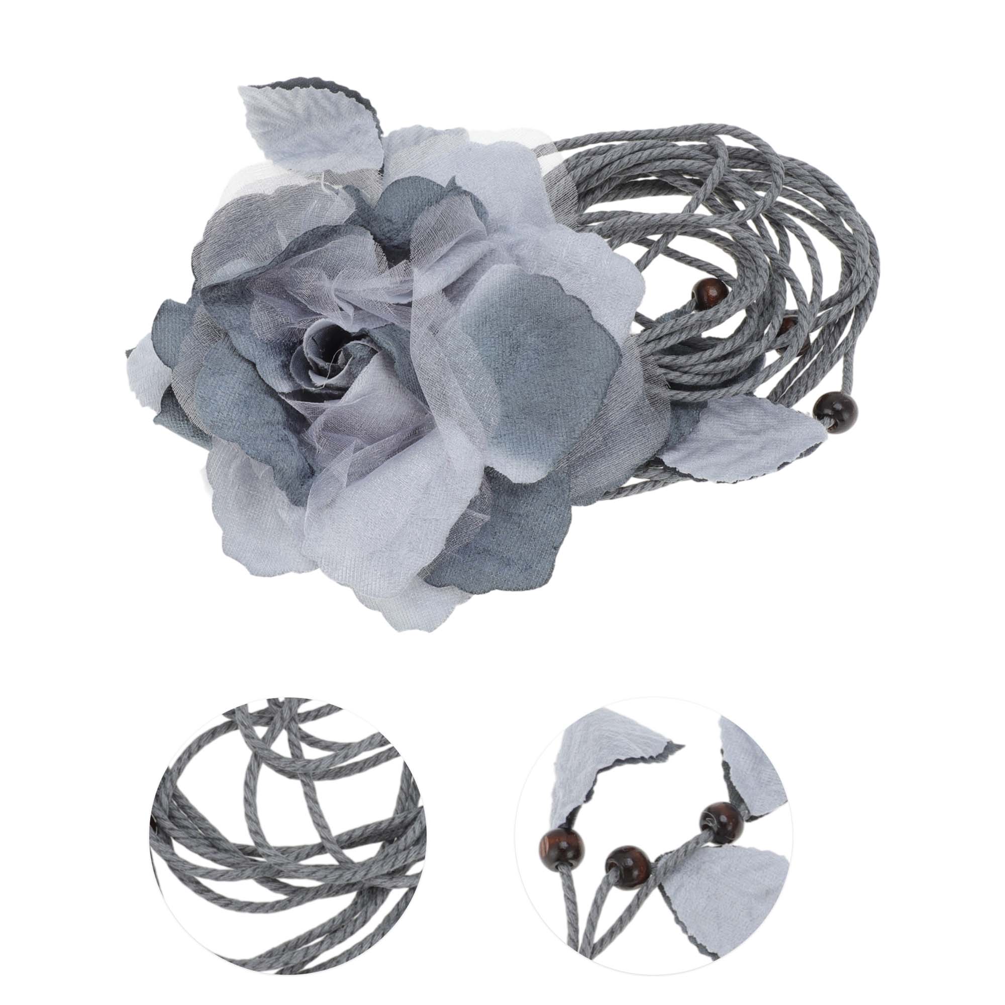 Unique Bargains Flower Tie Adjustable Waist Belt for Women Gray