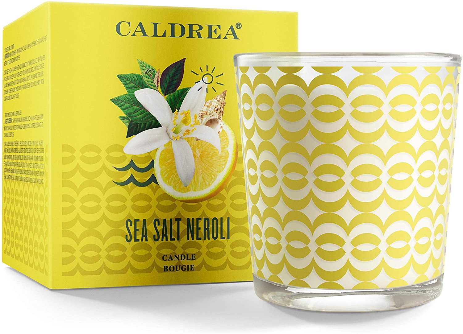 Caldrea SEA SALT NEROLI 1" x 1" paraffin Beeswa x candles, Yellow