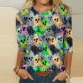 thumbnail image 2 of VKOYWKM Womens 3/4 Sleeve Tops and Blouses Halloween Pumpkin Print Tees Fall Crew Neck Loose Spooky T Shirts Halloween Costume, 2 of 4