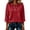 Deep Red, variant on Women Casual Lapel Button Tshirts 3/4 Sleeve Polo Tops Loose Relaxed Solid Shirts Daily Tops