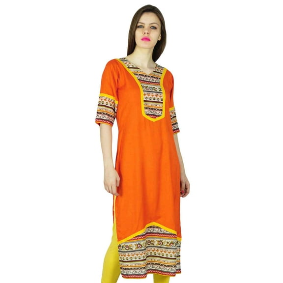 Phagun Indian Designer Cotton Rayon Kurta Women Kurti Casual Top Tunic Dress