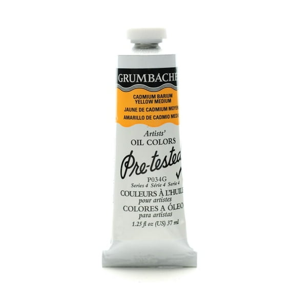 Grumbacher P034 Pre-Tested Artists' Oil Colors, 1.25 Oz, Cadmium Barium Yellow Medium
