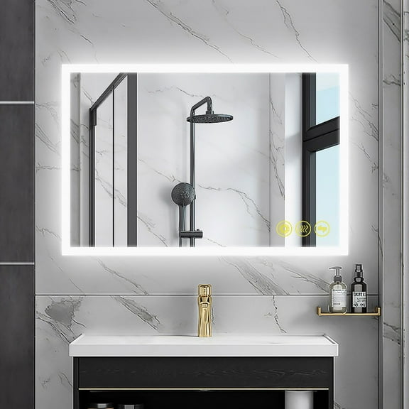 Brio Lighting SmartGlow 24x36" Rectangular Dimmable LED Frameless Anti-Fog Bathroom Vanity Mirror - Clear