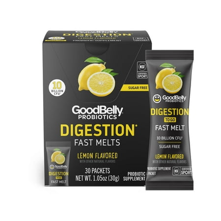 GoodBelly Fast Melts Probiotic Digestive Support, Lemon, 30 count