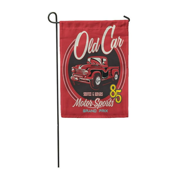 POGLIP Motorcycle Vintage Race Car for Old School Black Collection Garden Flag Decorative Flag House Banner 28x40 inch