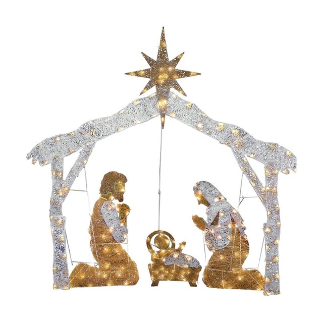 Gupgi Outdoor Scenes Christmas Light-Up Nativity Scene Decorative String Light Lawn Decoration
