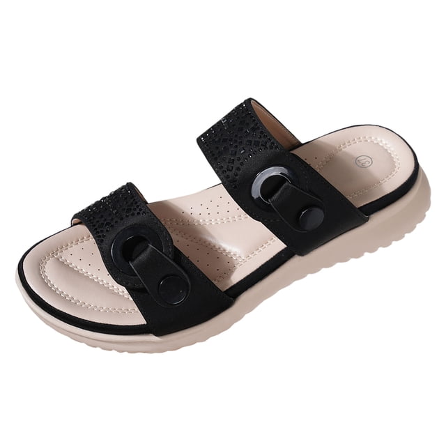 IUJSOY Flip Flops for Women Arch Support Thick Athletic Cushion Walking Sandals Rhinestone Slides