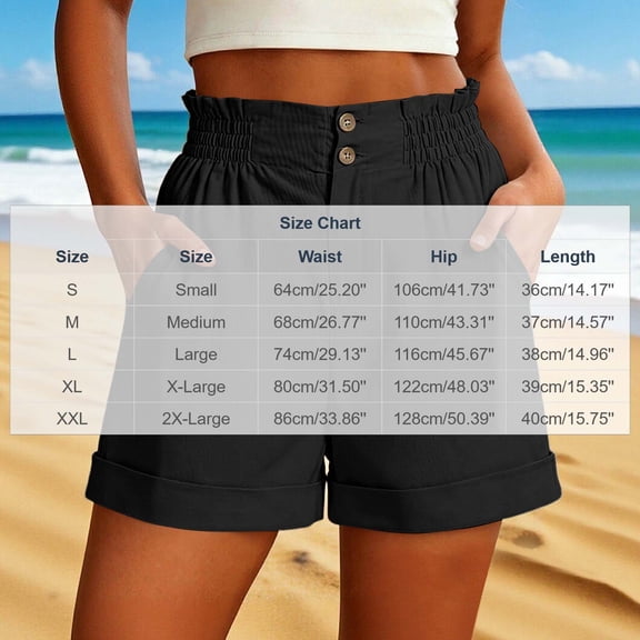 hlysgo Women's Bermuda Casual Shorts Elastic 2 Button Waist Loose Fit Short Comfy Cozy Summer Streetwear Short with Pockets Coffee,S