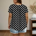 thumbnail image 4 of T Shirts for Women Plus Size Short Sleeved Polka Dot Round Neck Button Up Pleated T Shirt Top, 4 of 6