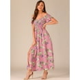 thumbnail image 4 of DARING DIVA Women's Floral Off Shoulder Beach Summer Midi Dresses M Pink, 4 of 5