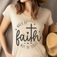 thumbnail image 4 of Inspirational Bible Verse Tee with Cross and Faith Lettering, Natural, Size L, 4 of 6