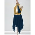 thumbnail image 5 of iiniim Kids Girls Halter Metallic Color Block Sleeveless Asymmetrical Praise Lyircal Dance Dress 6-16 Dark Blue 8, 5 of 7