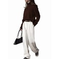 thumbnail image 2 of Women'S High Collar Sweater Chunky Long Sleeve Knitted Pullover Trendy Fall Winter Basic Jumper Top Brown L, 2 of 8