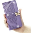 thumbnail image 3 of Case for iPhone 15 Case Glitter Bling with Card Holder Stand Leather Flip Wallet Diamond Butterfly Protective Case for iPhone 15 6.1 inch Crystal Lavender, 3 of 16