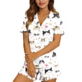 thumbnail image 6 of Women Two Piece Outfits Sets Summer,Women Short Sleeve Pajamas Set Button Down 2 Piece Pjs Shorts Set Ruffle Lounge Set Sleepwears, 6 of 7