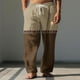 thumbnail image 1 of Pantalones largos para hombre, cintura elástica, transpirables, cómodos, suaves, informales, de playa, de poliéster., 1 of 5