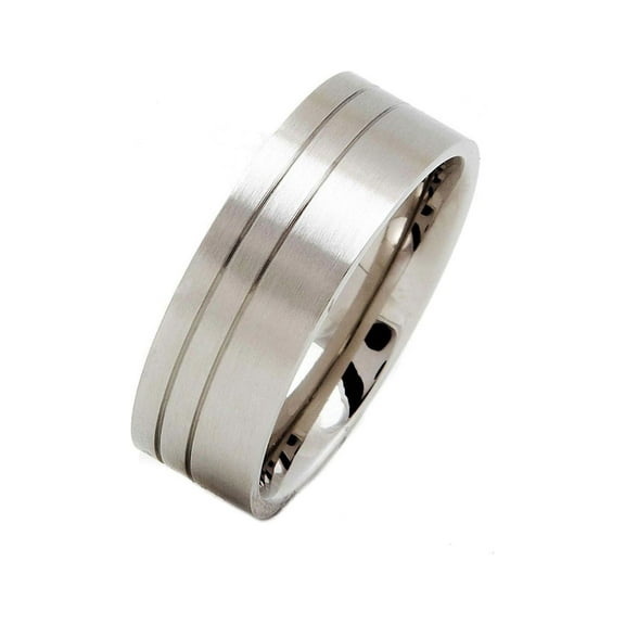 Metals Jewelry Men's / Women's Brushed Surgical Grade 2 Groves Stainless Steel Ring Size 10