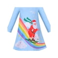 thumbnail image 4 of Girls Dress Blue Christmas Rainbow Santa Claus Skiing Snow New Year 4 Years, 4 of 5