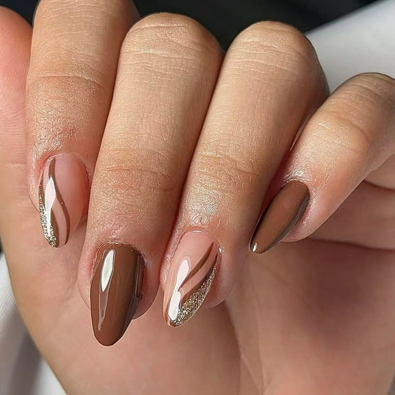 KUFptva MultiStyle Fake Nails Featuring Abstract Line Patterns Easy Application Reusable Artificial Nails 24pcs