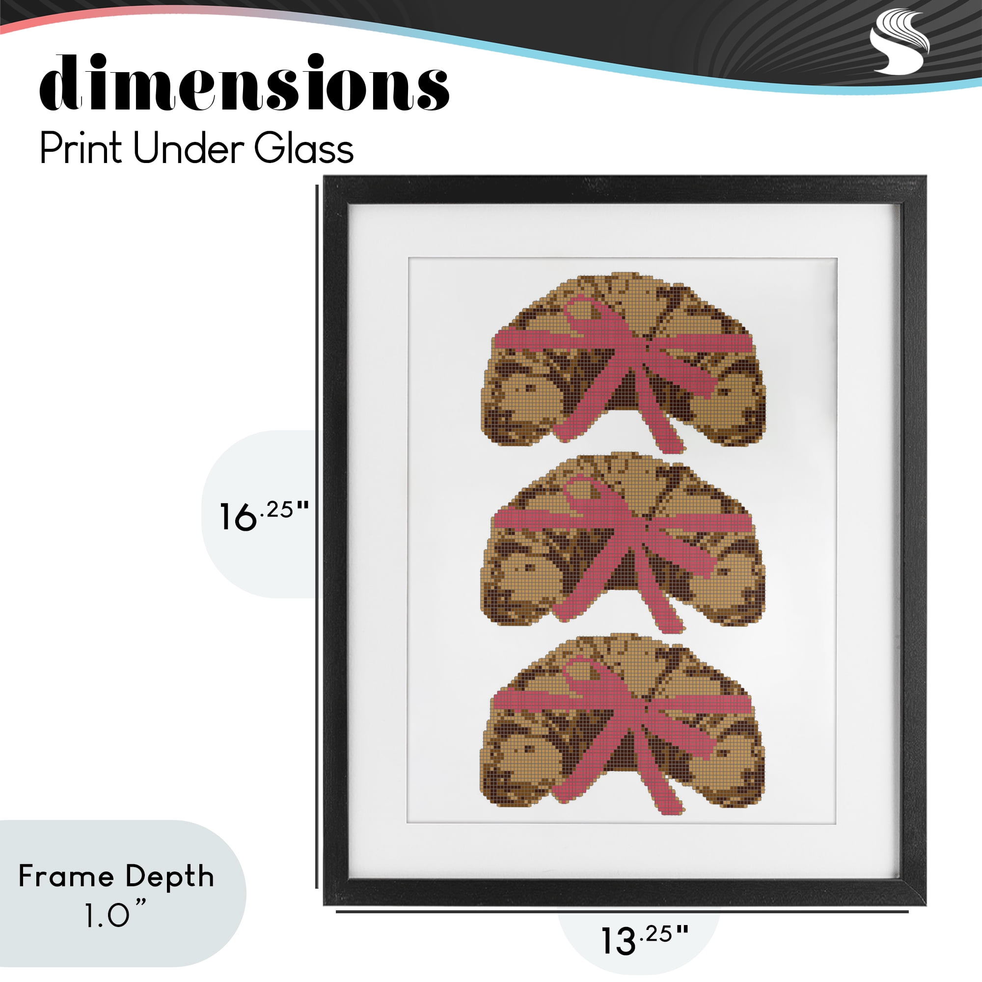 Stupell Industries Trio of Ribbon Croissants Black Framed Print Under Glass, design by Lil' Rue