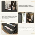 thumbnail image 3 of Blotout 3 Door Armoire Wardrobe Closet with Mirror & Sensor Lights, 70'' Large Wardrobe Armoire with 2 Drawers & Shelves, Modern Wooden Armoire Storage with Hanging Rod for Bedroom, Black, 3 of 10