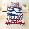 thumbnail image 3 of Castle Fairy Baseball Gamer Twin Sheets 3pcs, Sport Theme Stripes Bedding, Red Navy,1 Fitted Sheet, 1 Flat Sheet and 1 Pillowcase, 3 of 6