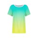 thumbnail image 3 of Blusas para las Mujeres Casual, Rayas Impresas Patchwork Manga Corta Cuello Redondo Top Hecho de 95% Poliéster 5% Spandex para el Verano, Tops Cortos para las Mujeres, 3 of 5